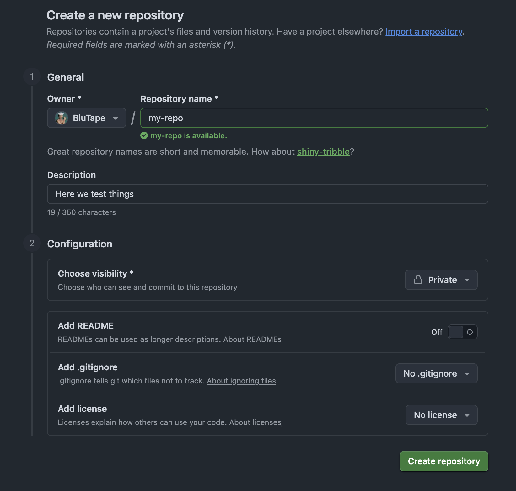 creating a github repo